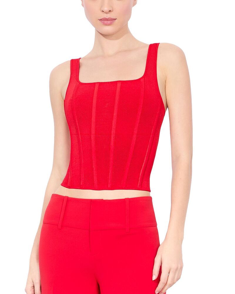 アリスアンドオリビア レディース トップス タンクトップ Alice and Olivia Sariah Corsetank Top Bright Ruby ルビー