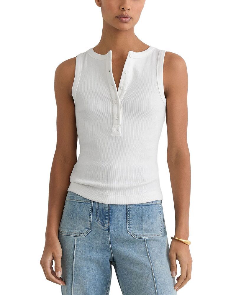 レイス レディース トップス タンクトップ REISS Rita Henley Tank White ホワイト