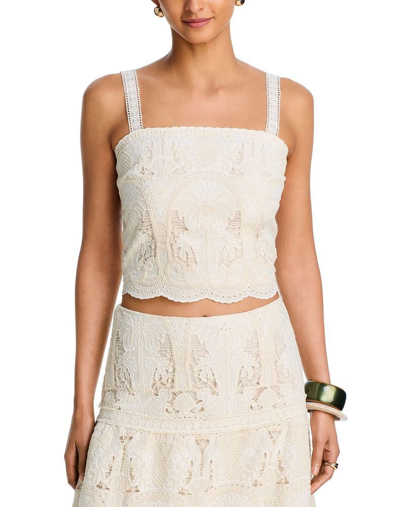 アクア レディース トップス タンクトップ レース AQUA Mixed Lace Tank Top Exclusive Ivory アイボリー