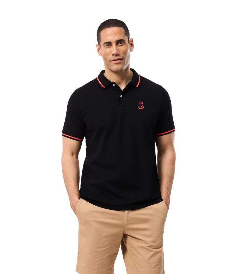 サイコバニー メンズ トップス シャツ Psycho Bunny Groves Pique Polo Black ブラック