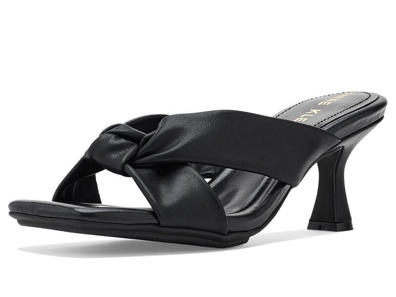 アンクライン レディース シューズ ヒール サンダル Anne Klein Knotted Heeled Sandal Black PU ブラック