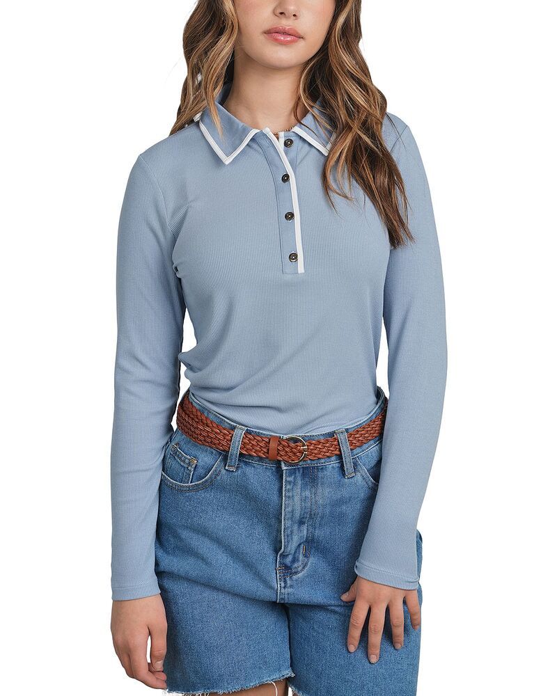 ポイント レディース トップス ポロシャツ リブ Point Ribbed Polo Top Nautical Blue ブルー