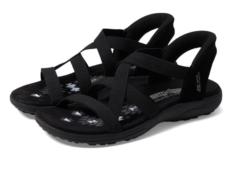 スケッチャーズ レディース シューズ サンダル SKECHERS Reggae Slim Stretch Flex Hands Free SlipIns BlackBlack ブラック