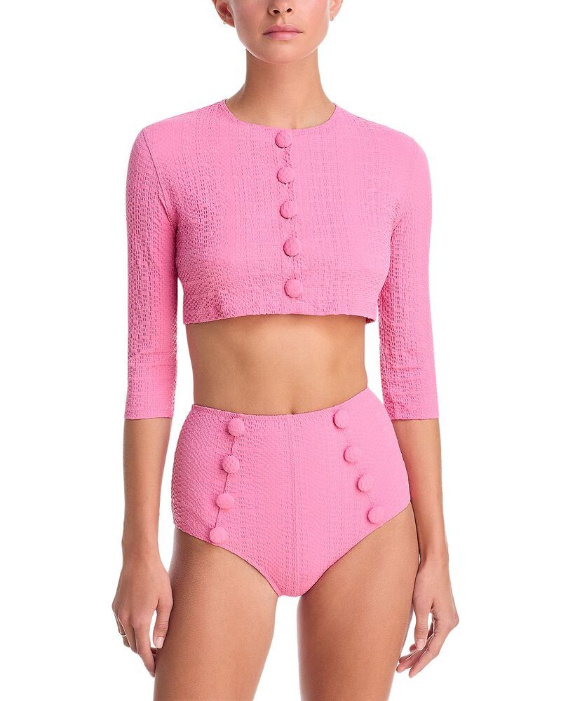 リサマリーフェマンデス レディース アウター カーディガン Lisa Marie Fernandez Cardigan Swim Topink Seersucker ピンク