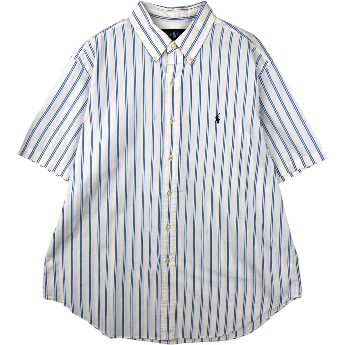 古着 ラルフローレン Ralph Lauren CLASSIC FIT 半袖 ボタンダウン ストライプシャツ メンズXL相当/eaa644828