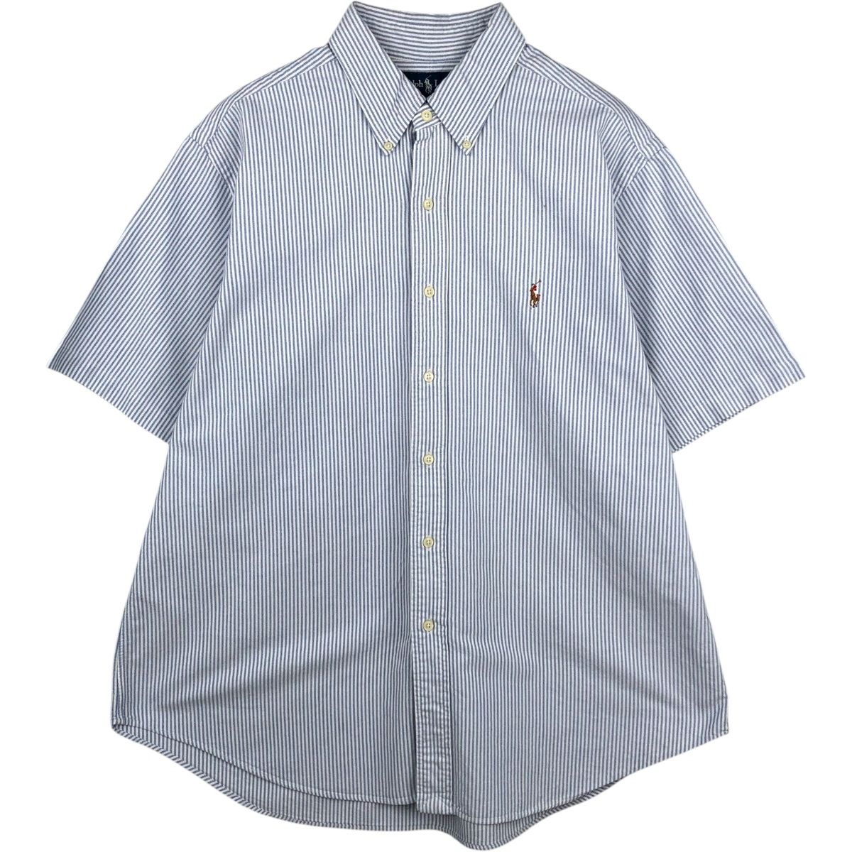 古着 ラルフローレン Ralph Lauren CLASSIC FIT 半袖 ボタンダウン ストライプシャツ メンズXL相当/eaa644835