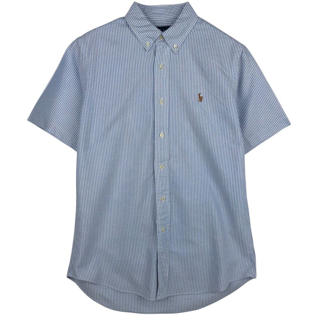 古着 ラルフローレン Ralph Lauren CUSTOM FIT 半袖 ボタンダウン ストライプシャツ メンズM相当/eaa644862