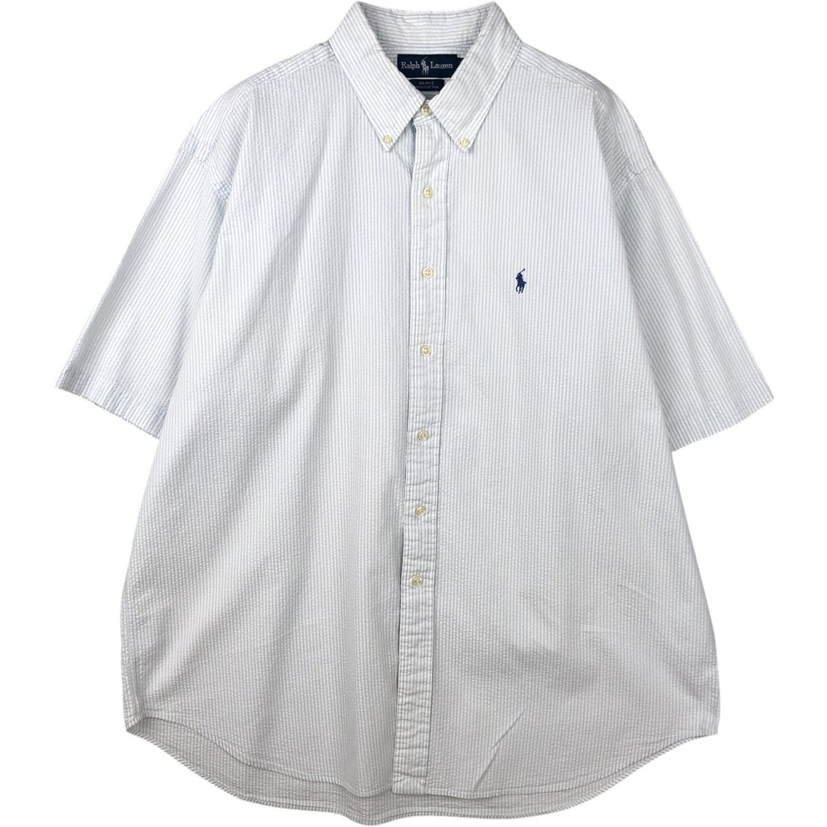 古着 ラルフローレン Ralph Lauren BLAKE シアサッカー 半袖 ボタンダウン ストライプシャツ メンズXL相当/eaa644878