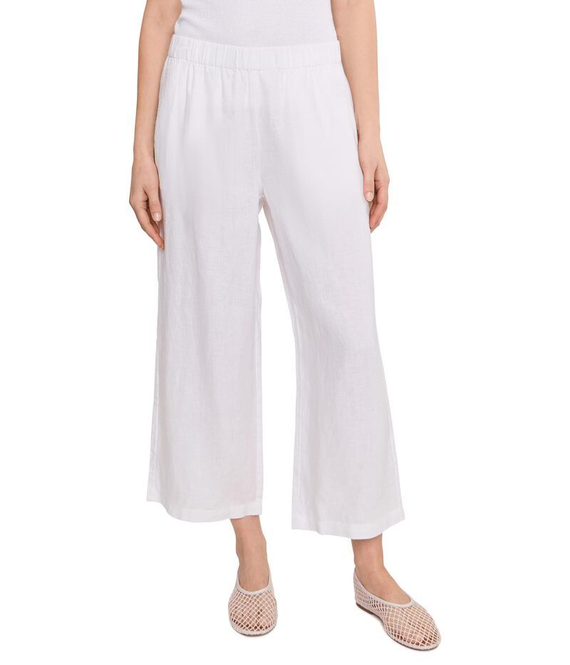 エイリーンフィッシャー レディース ボトムス カジュアルパンツ プチ アンクル リネン Eileen Fisher Petite Organic Linen Ankle Wide Pants Whit