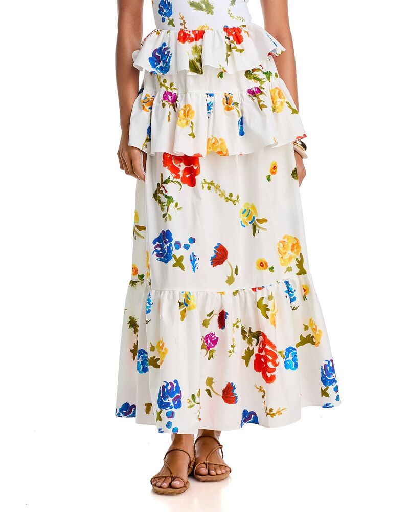 キャロリーナコンスタス レディース ボトムスカート マキシ CAROLINE CONSTAS Brianna Maxi Skirt White Multi ホワイト