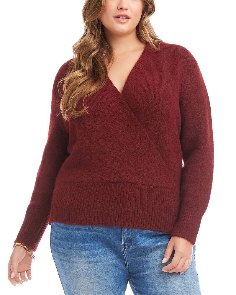 カレンケーン レディース アウター ニット・セーター プラスサイズ Karen Kane Plusize Wrap Sweater Wine ワイン