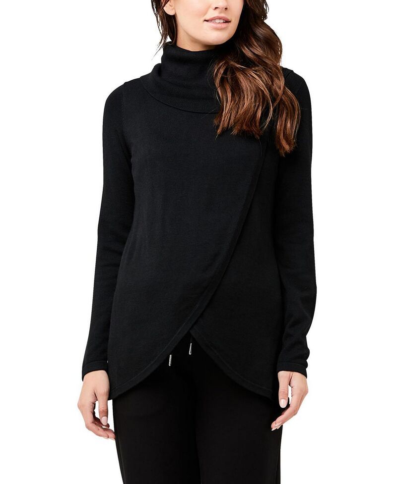 ライプマタニティ レディース トップス シャツ ニット Ripe Maternity Cowl Neck Nursing Knitop Black ブラック