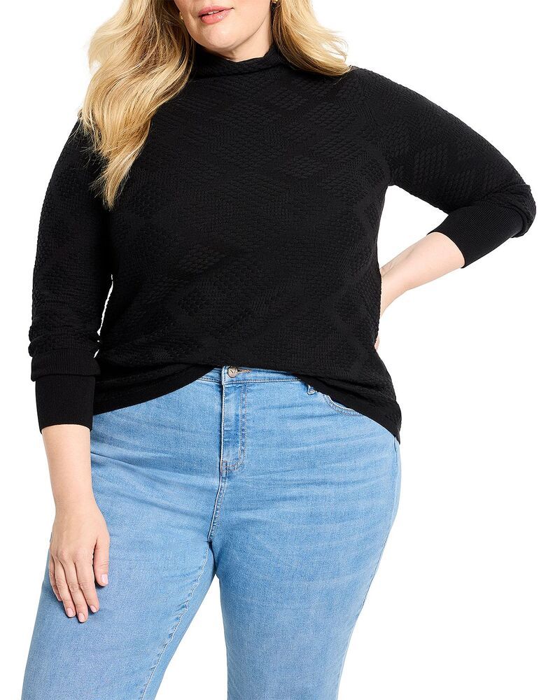 ニックアンドゾー プラス レディース アウター ニット・セーター スタンドネック NICZOE Plus Texturediamond Funnel Neck Sweater Black Onyx ブ