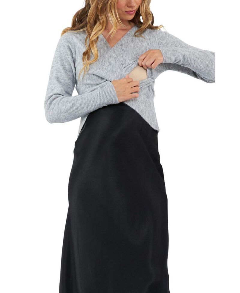 ライプマタニティ レディース アウター ニット・セーター Ripe Maternity Willa Nursing Knit Sweater Silver Marle シルバー