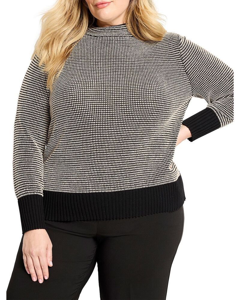 ニックアンドゾー プラス レディース アウター ニット・セーター スタンドネック NICZOE Plus Pixel Knit Funnel Neck Sweater Black Multi ブラック