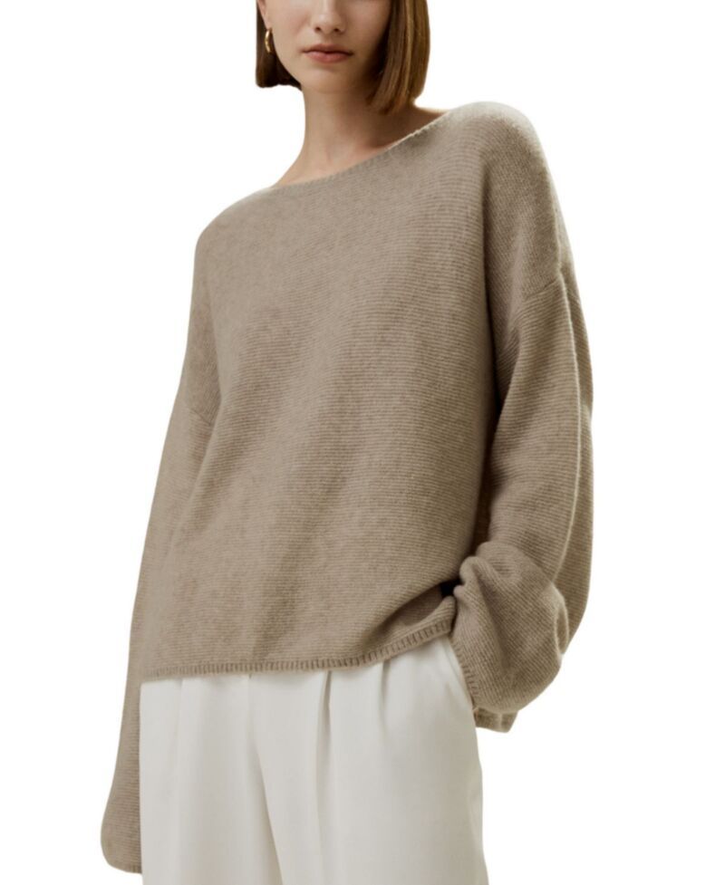 リリーシルク レディース アウター パーカー・スウェット リラックスフィット シャツ LILYSILK Relaxed Fit DropShoulder Silk Cashmere Blend Swe