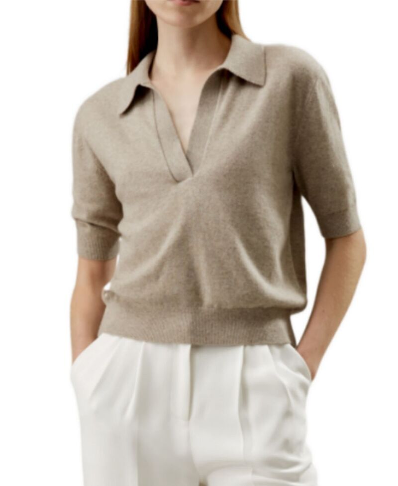 リリーシルク レディース アウター ニット・セーター ポロシャツ LILYSILK Baby Cashmere Polo Sweater Camel キャメル