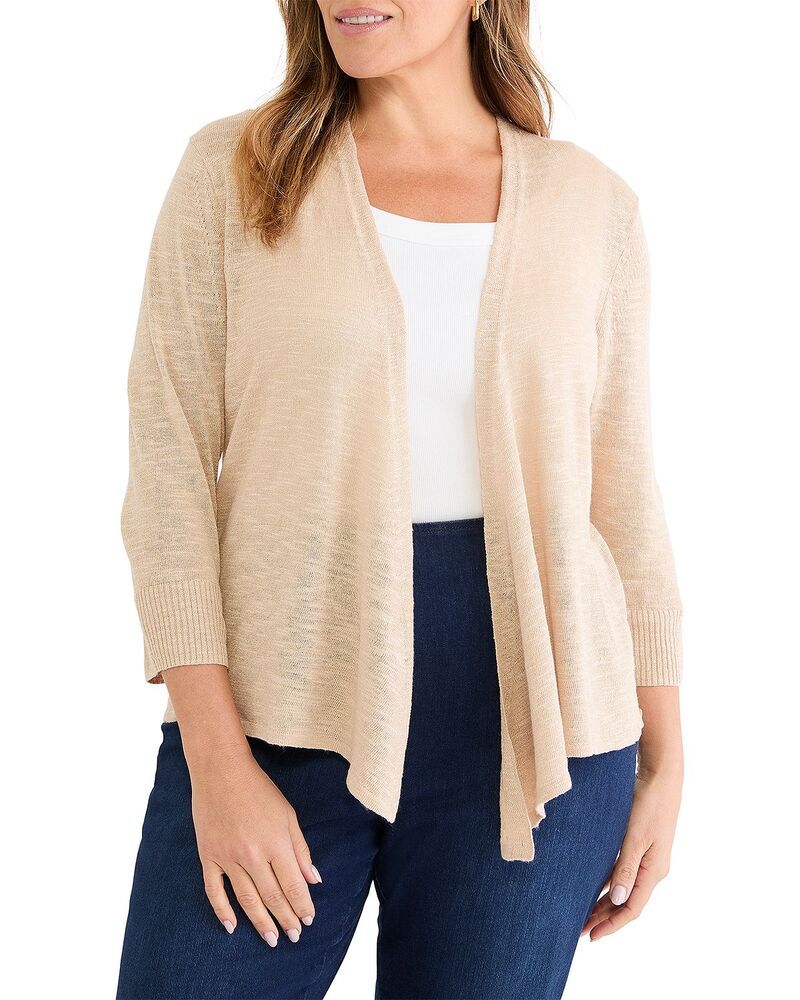 ニックアンドゾー プラス レディース アウター カーディガン ニット NICZOE Pluslub Knit 4 Way Cardigan Jute