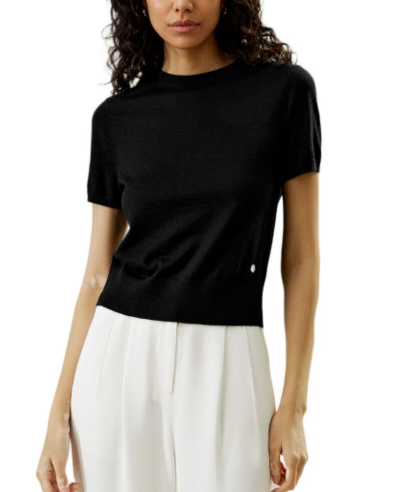 リリーシルク レディース アウター ニット・セーター クルーネック LILYSILK Cashmere Crew Neck Sweater Black ブラック