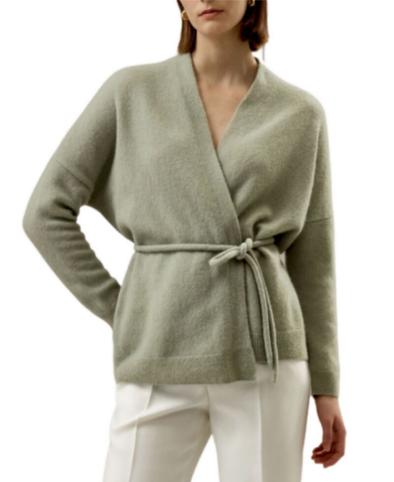 リリーシルク レディース アウター カーディガン ニット LILYSILK Lounge Wrap Knit Cardigan Aqua Green アクア