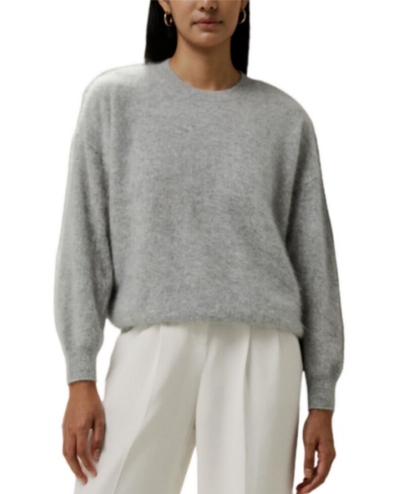 リリーシルク レディース アウター ニット・セーター LILYSILK Brushed Cashmere Pullover Sweater Light Gray グレー