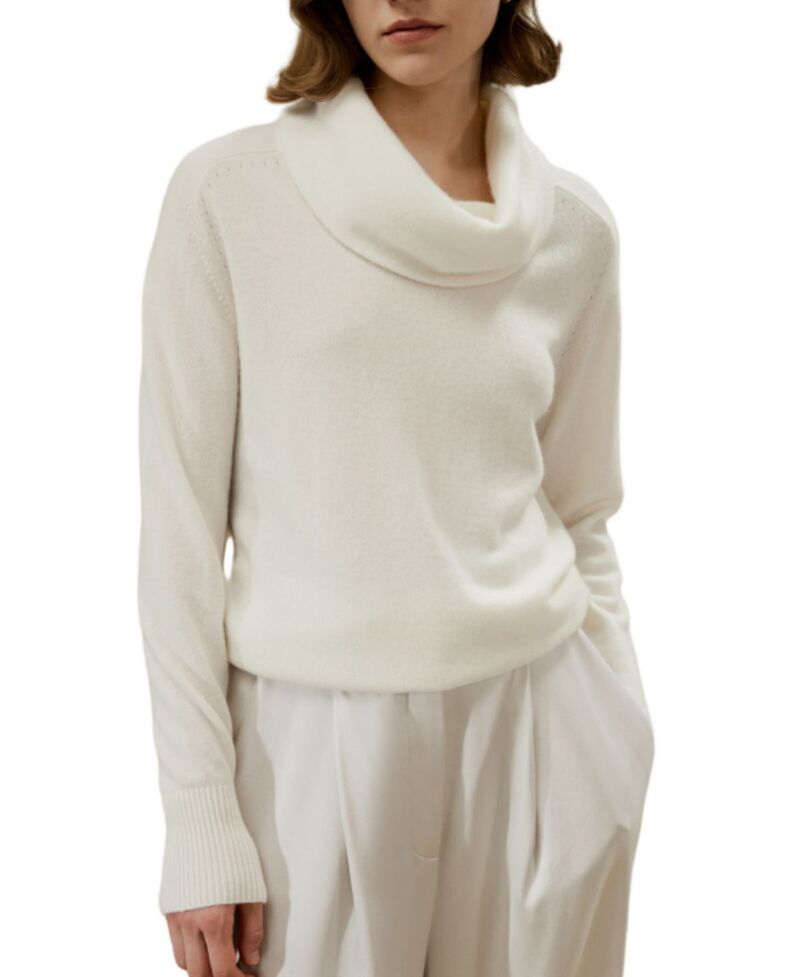 リリーシルク レディース アウター ニット・セーター LILYSILK Cashmere Cowl Neck Sweater White ホワイト