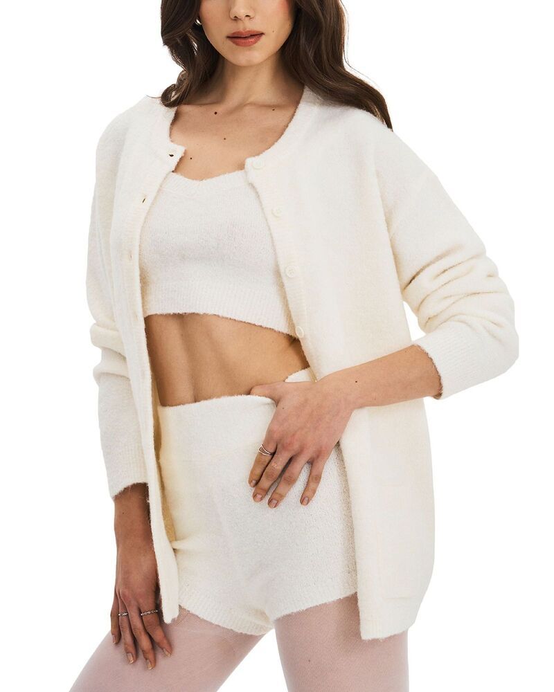 ミスサークル レディース アウター カーディガン リブ ウール ニット Miss Circle Orla WoolBlend Ribbed Knit Cardigan White ホワイト