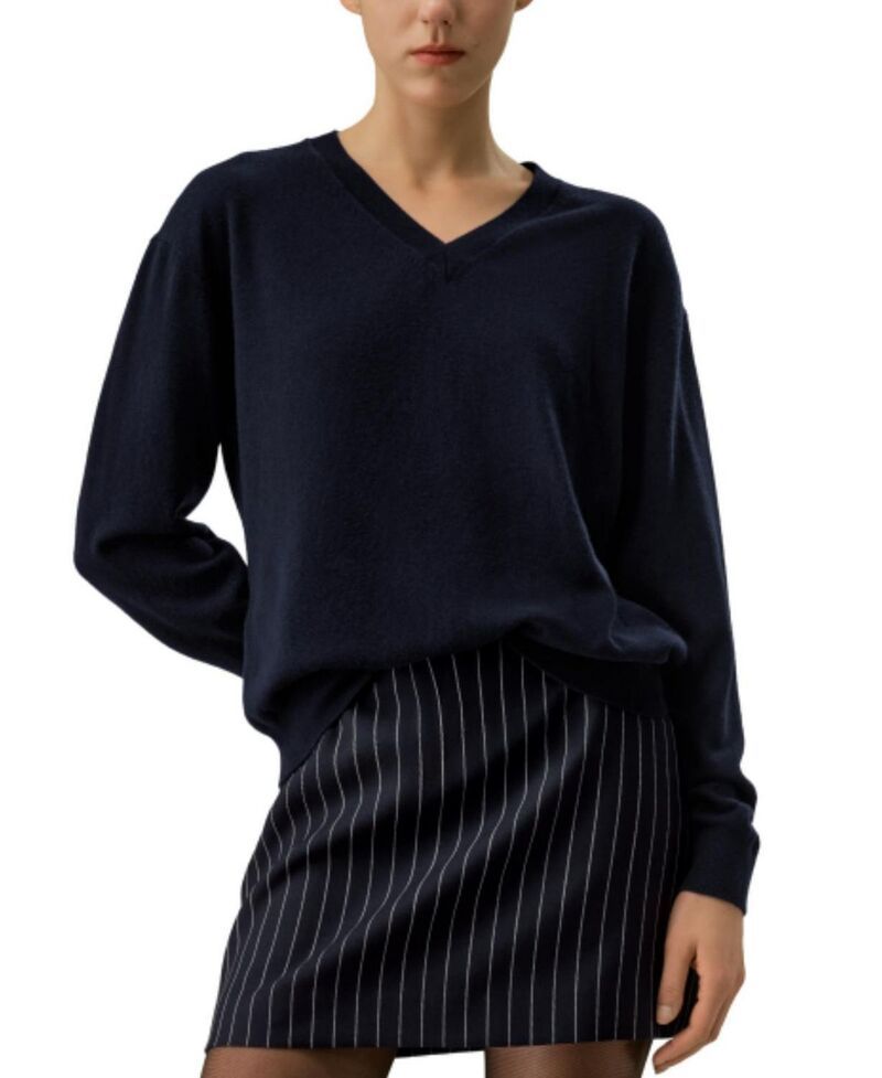 リリーシルク レディース アウター ニット・セーター Vネック LILYSILK VNeck Baby Cashmere Sweater Navy Blue ネイビー 53,880円