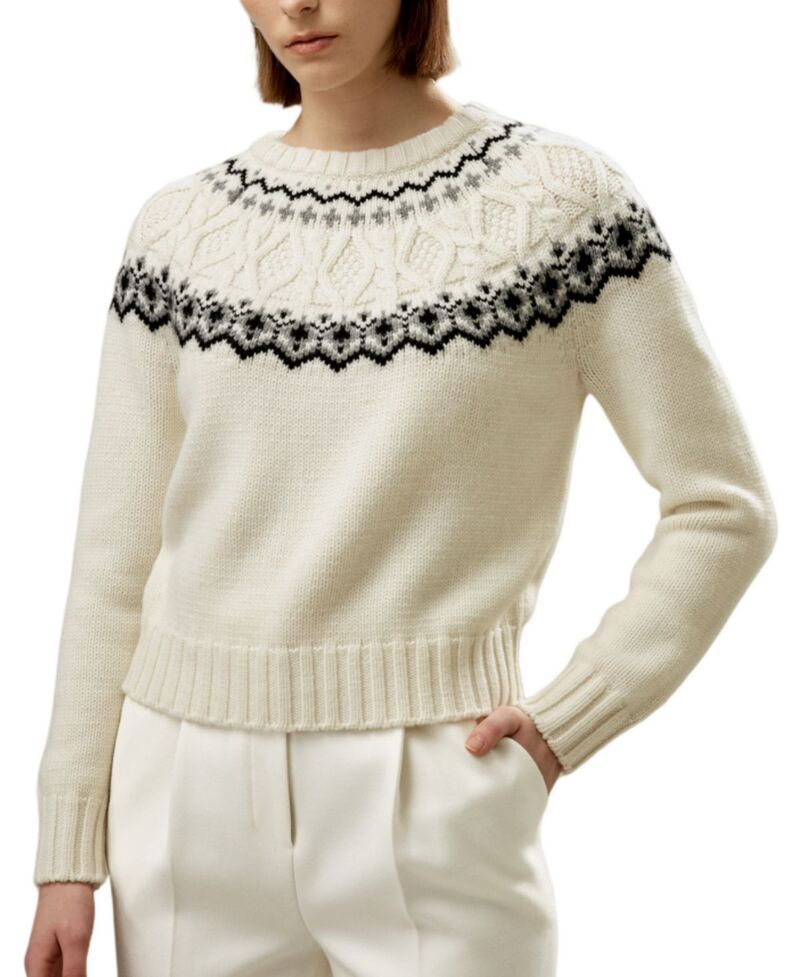 リリーシルク レディース アウター ニット・セーター クルーネック LILYSILK Fair Isle Crewneck Sweater Fair Isle
