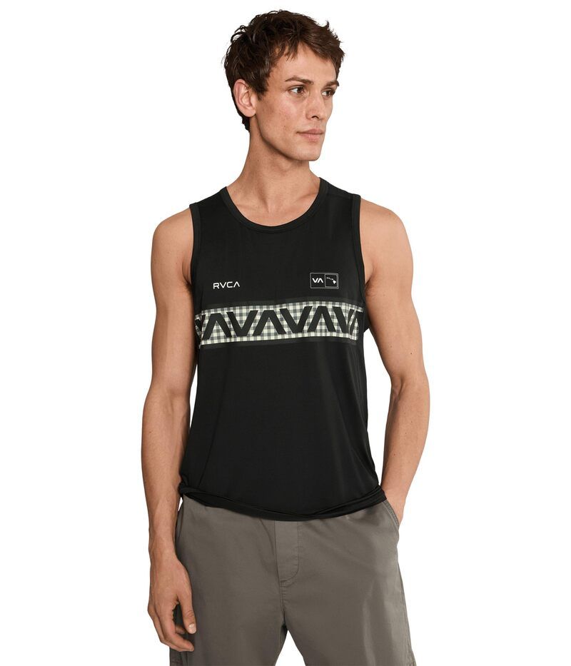 ルーカ メンズ トップス シャツ ノースリーブ RVCA Hawaii Sport Vent Sleeveless Black White ホワイト