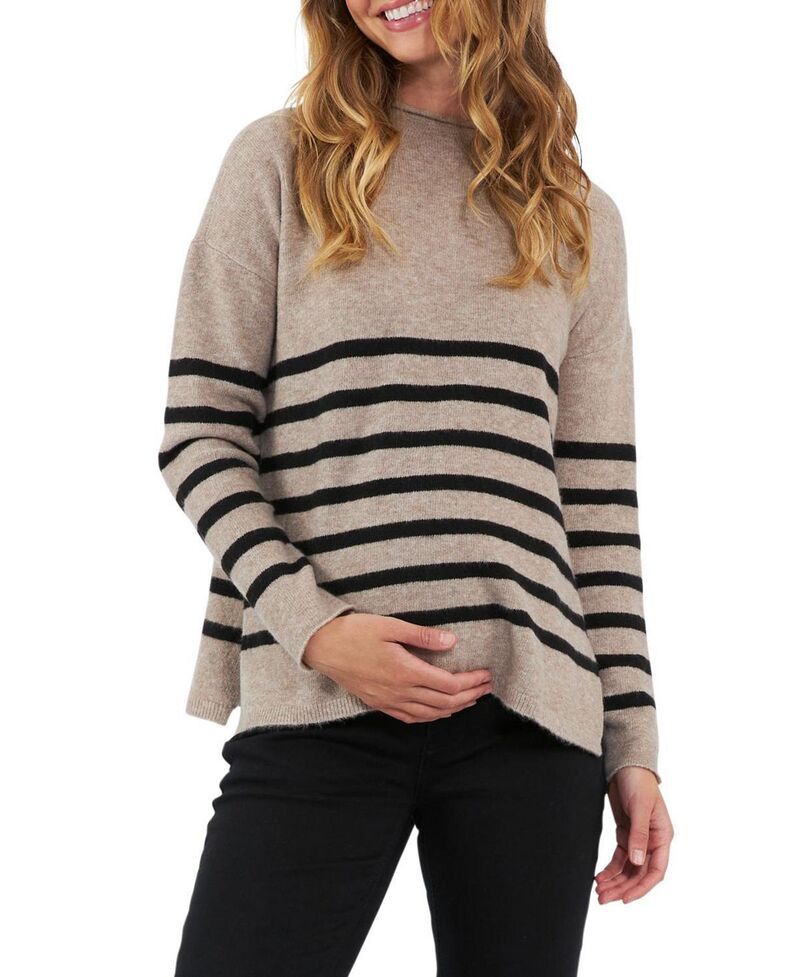 ライプマタニティ レディース アウター ニット・セーター Ripe Maternity Gerrie Stripe Nursing Knit Sweater Mocha Black ブラック