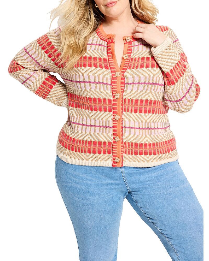 ニックアンドゾー プラス レディース アウター カーディガン NICZOE Plus Energizer Cardigan Red Multi レッド