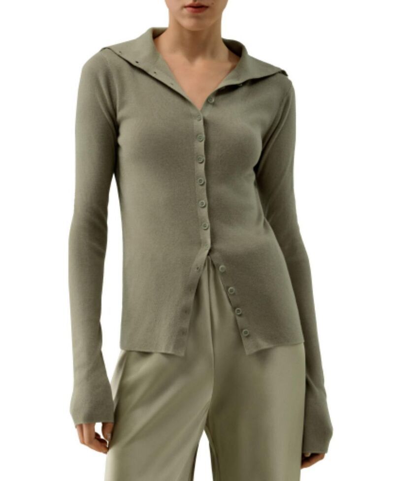 リリーシルク レディース アウター ニット・セーター スリムフィット LILYSILK Slim Fit Silk Cashmere Sweater Artichoke
