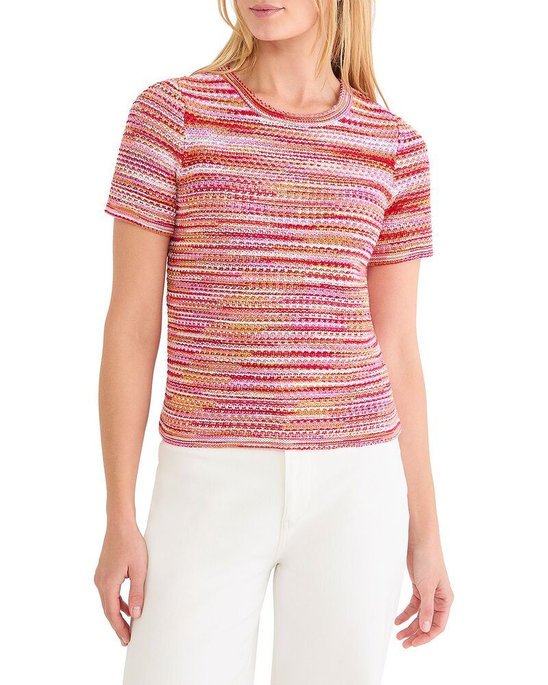 ニックアンドゾー プラス レディース アウター ニット・セーター NICZOE Pluspacedye Tuck Stitch Sweatered Multi レッド
