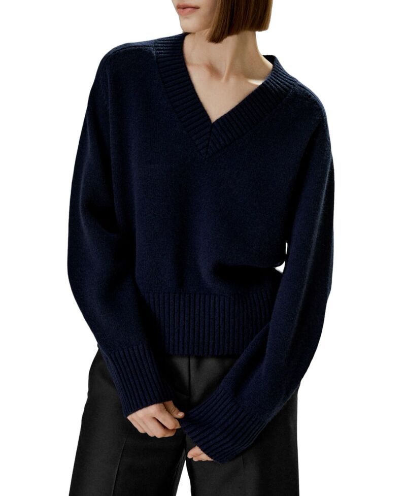 リリーシルク レディース アウター ニット・セーター リラックスフィット Vネック ウール LILYSILK VNeck Relaxed Fit Wool Cashmere Blend Sweater