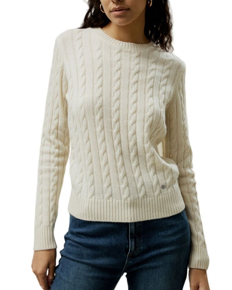 リリーシルク レディース アウター ニット・セーター リブ LILYSILK Classicable Knit Sweater with Ribbedges White ホワイト