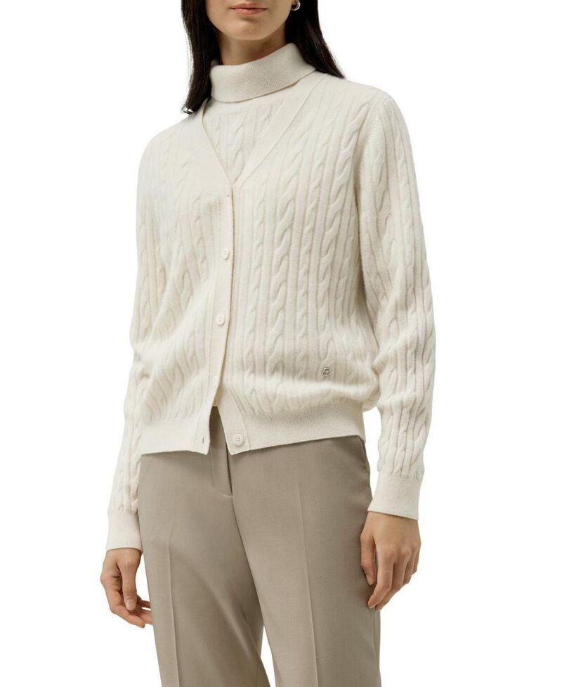 リリーシルク レディース アウター カーディガン ニット LILYSILK Cable Knit Baby Cashmere Cardigan Cloud