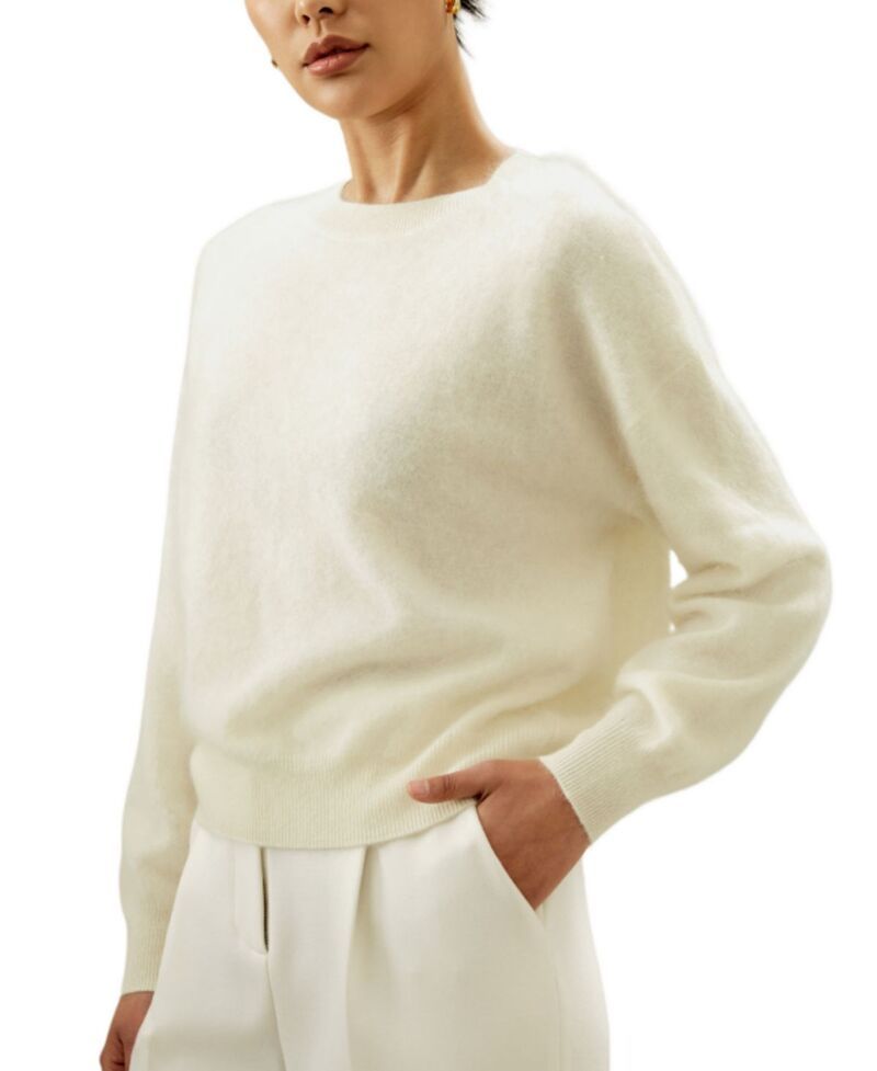 リリーシルク レディース アウター ニット・セーター LILYSILK RelaxedropShoulder Cashmere Sweater Cream クリーム