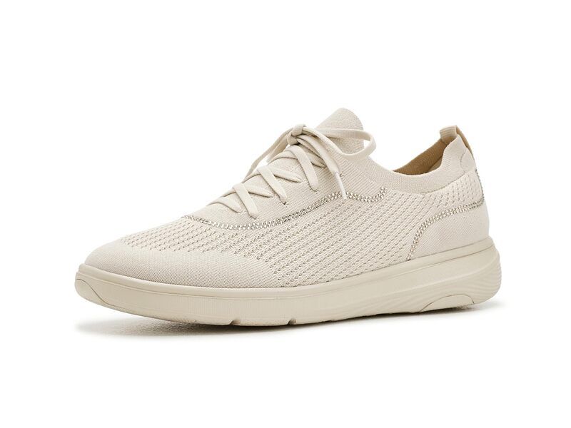 フィットフロップ レディース シューズ スニーカー レース ニット FitFlop SuperQ CrystalTrim Knit SlipOn Laced Sneakers Paris Beige