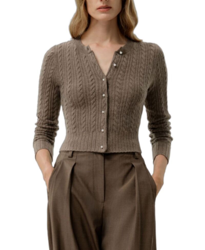 リリーシルク レディース アウター カーディガン LILYSILK The Hawthorn Cardigan Truffle