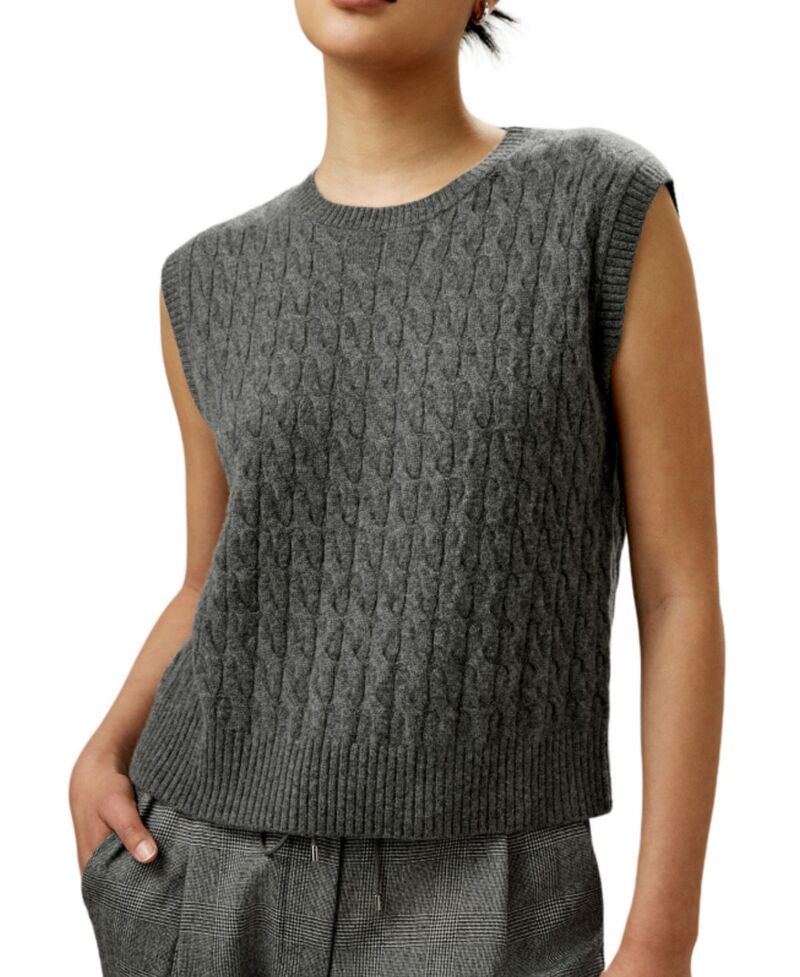 リリーシルク レディース アウター ニット・セーター ベスト LILYSILK Baby Cashmere Sweater Vest Medium Gray グレー
