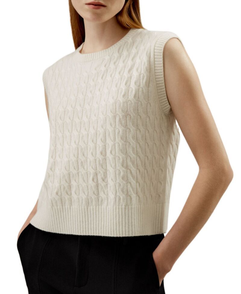 リリーシルク レディース アウター ニット・セーター ベスト LILYSILK Baby Cashmere Sweater Vest White ホワイト