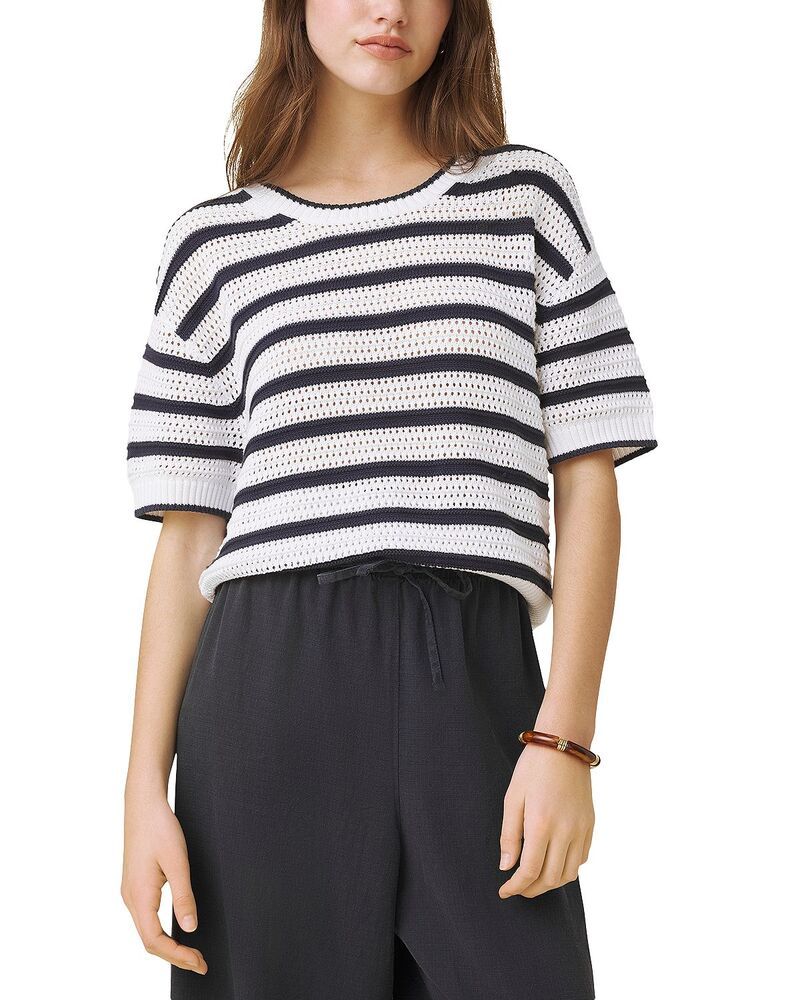 スプレンディット レディース アウター ニット・セーター Splendid Beckham Striped Sweater Whitenavy ホワイト