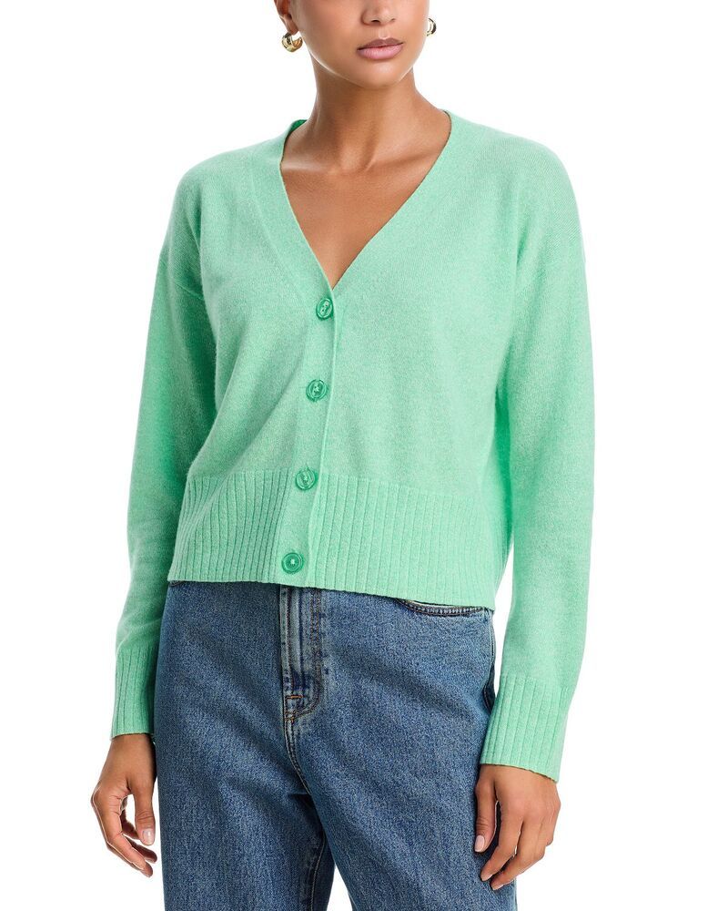 アクア レディース アウター カーディガン Vネック AQUA 100 Cashmere V Neck Cardigan Exclusive Lime Twist ライム 37,570円