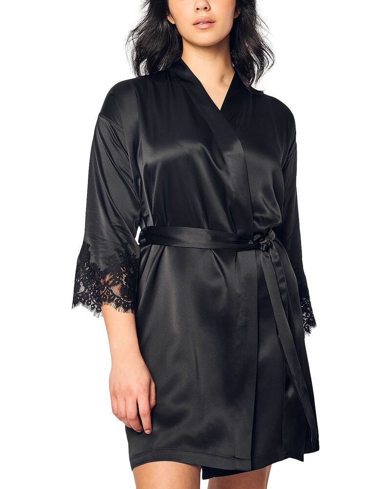 プティットプリュム レディース アンダーウェア ナイトウェア シルク レース Petite Plume Mulberry Silk Lace Robe Black ブラック