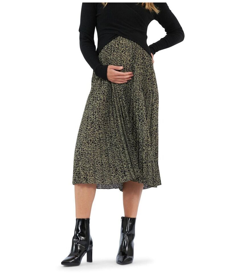 ライプマタニティ レディース ボトムスカート ミディ Ripe Maternity Cleo Pleat Midi Skirt Khaki Black ブラック