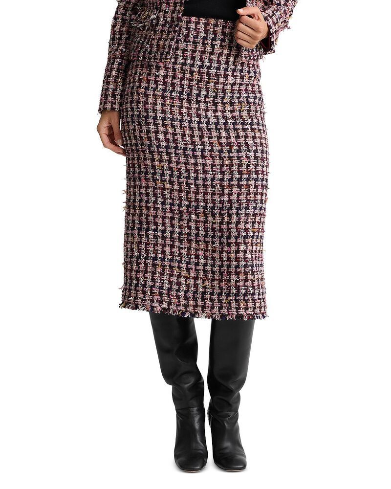 セントジョン レディース ボトムスカート ツイード St John Houndstooth Tweed Pencil Skirt Bordeaux Ecru Multi エクリュ