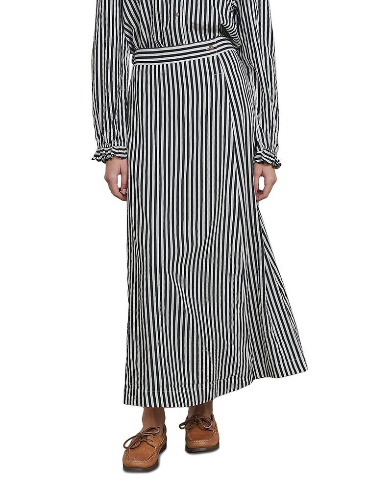 ポイント レディース ボトムスカート マキシ Point Wrap Maxi Skirt Navy Stripe ネイビー