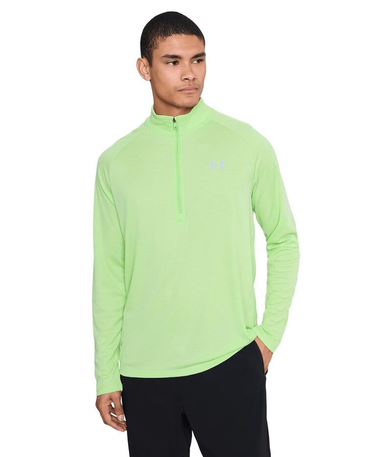 アンダーアーマー メンズ アウター パーカー・スウェット Under Armour Tech Textured 12 Zip Lumos LimeMod Gray グレー