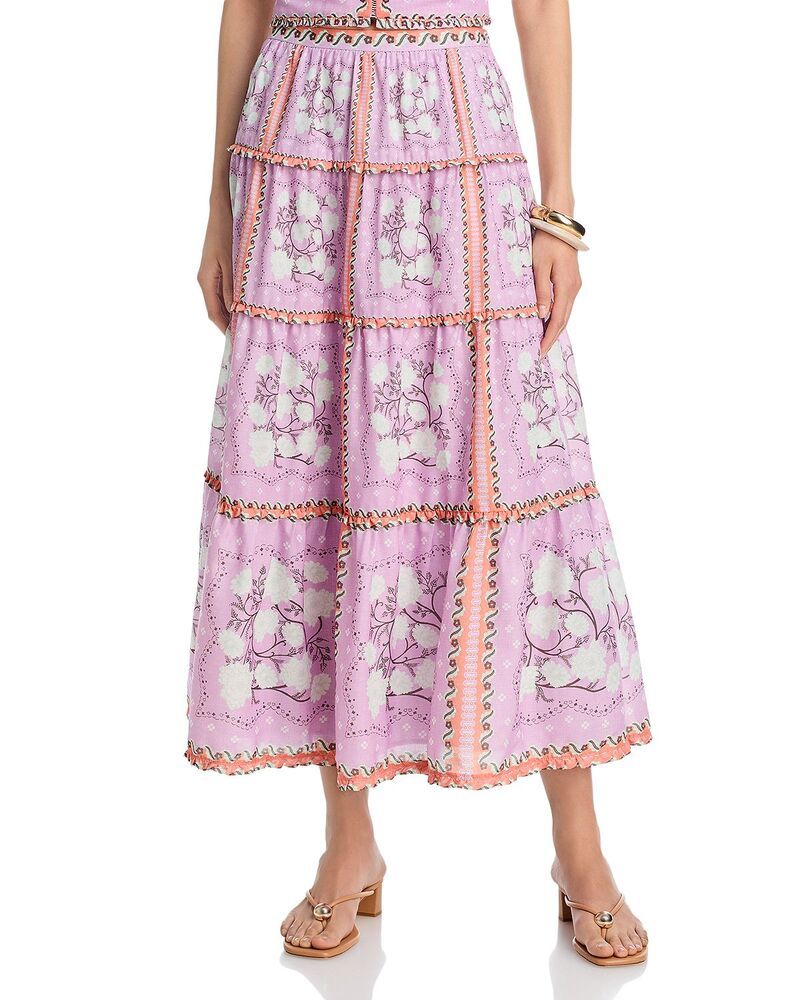 アクア レディース ボトムスカート ティアード マキシ AQUA Tiered Maxi Skirt Exclusive Purple Orange オレンジ